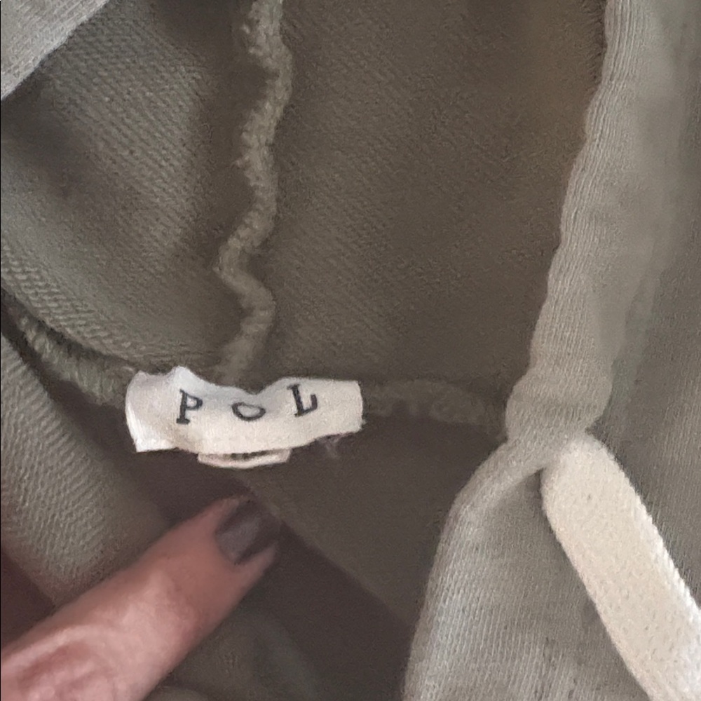 POL Olive Green Hoodie with Cream Drawstring - Picture 2 of 2